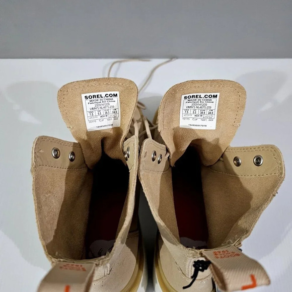 NEW Sorel Hi Line Ankle Boot Womens 7.5 Tan Leather Waterproof Hiking Lug Sole - Picture 7 of 13